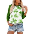 thumbnail image 4 of BEFOKA Women'S Shirts 3/4 Long Sleeve St Patricks Day Crewneck Sweatshirt Irish Shamrock Printed Pullover Sweatshirt Tops For Women Trendy Blouses Green Graphic Tshirts Holiday Outfits Tee Tops, 4 of 7