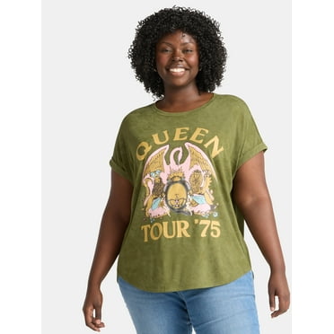 Terra & Sky Women's Plus Queen Graphic Band Tee, Sizes 0X-5X