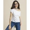 thumbnail image 5 of Moomaya One Shoulder Cotton Tshirt, Solid Short Sleeve Top For Women, 5 of 9