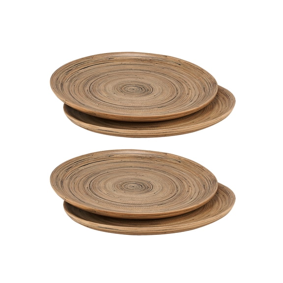 Lexa Bamboo 4 Piece Serving Plate Set, 12 Inch, Black