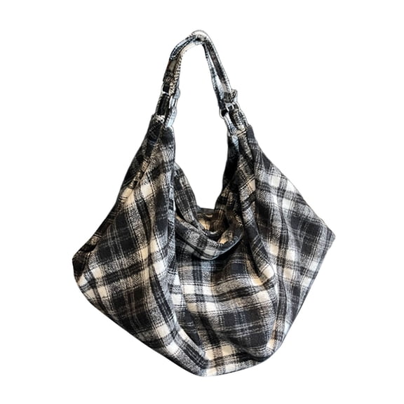 Large Capacity Tote Backpack Convertible Shoulder Crossbody With Checkered Pattern
