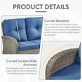 thumbnail image 5 of PARKWELL 3-Seat Patio Wicker Couch Outdoor Rattan Sofa Furniture with Thick Navy Cushions for Porch Balcony Backyard,Gray Wicker, 5 of 9