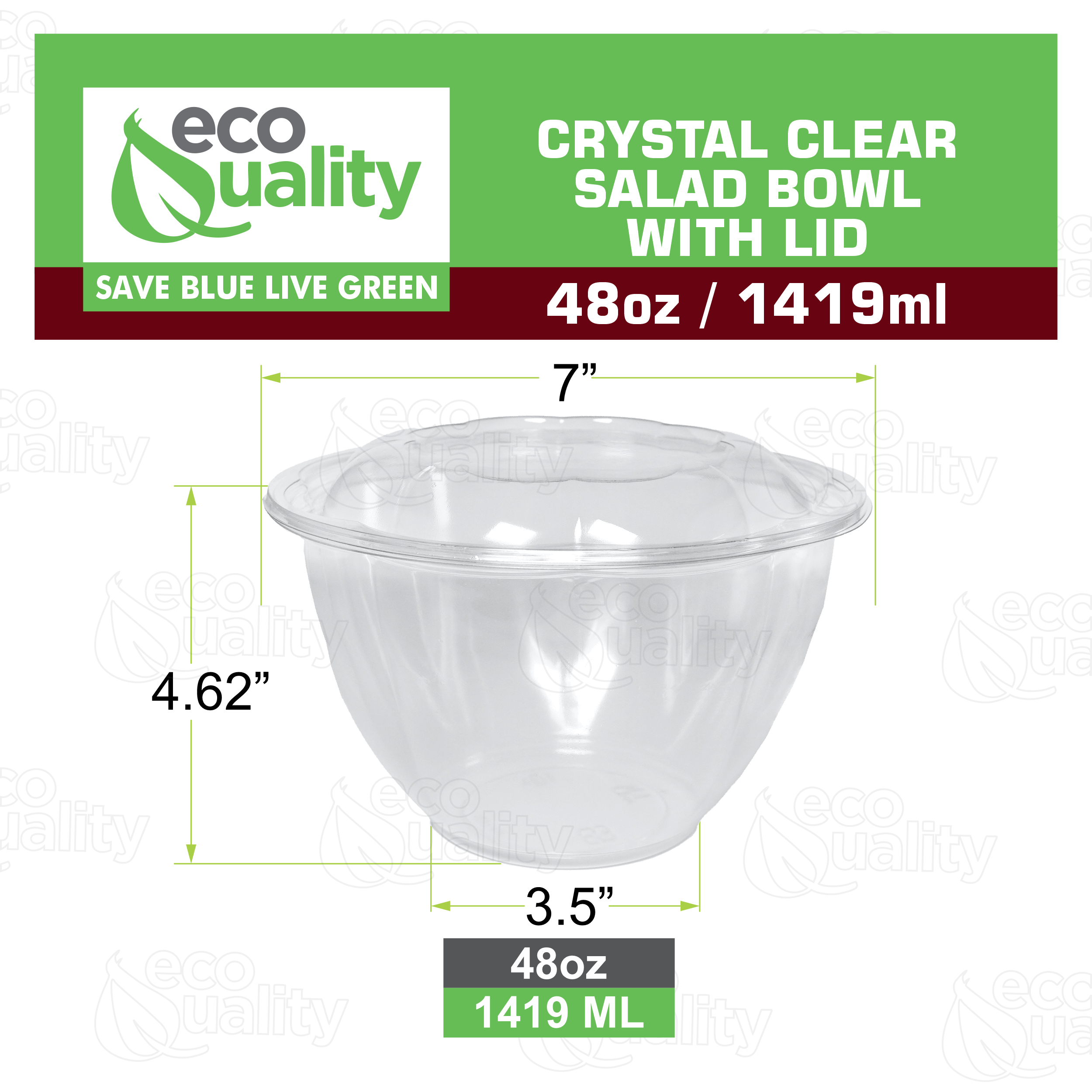 [50 PACK] 48oz Clear Disposable Salad Bowls with Lids - Clear Plastic Disposable Salad Containers for Lunch To-Go, Salads, Fruits, Airtight, Leak Proof, Fresh, Meal Prep | Rose Bowl Container (48 OZ) - image 3 of 7