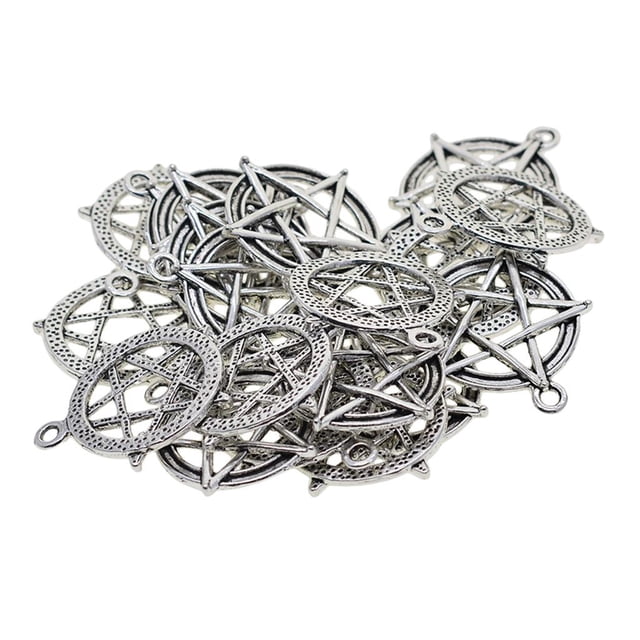 20Pcs Round Pentacle Star Charm Colgantes, Aleación Lucky Charms Para Mujeres Niñas Joyería Haciendo Accesorios