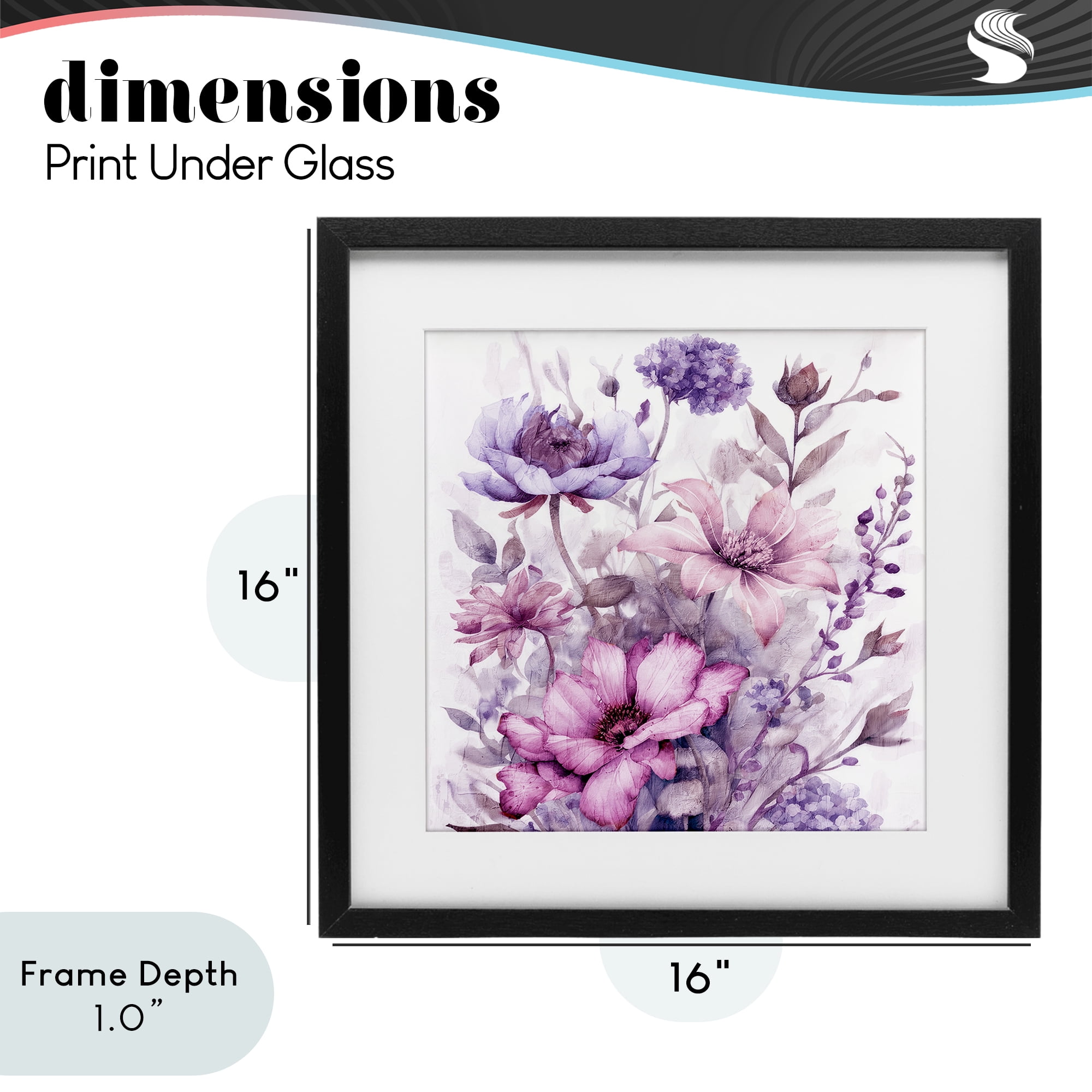 Stupell Industries Purple & Blush Florals Black Framed Print Under Glass, design by Kim Allen