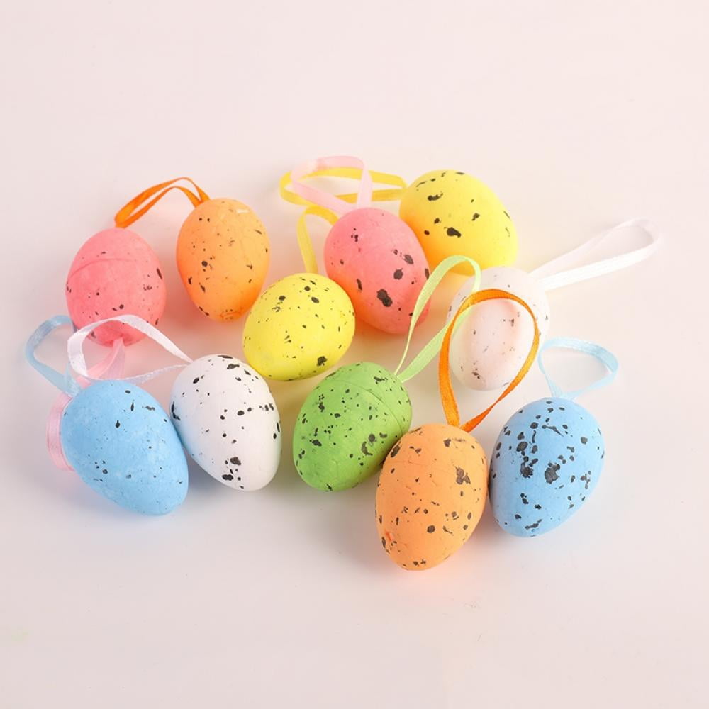 12Pcs Fake Easter Eggs Chicken Toy Plastic Eggs Home Party Hanging DIY Decor 