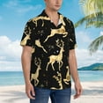 thumbnail image 3 of Disketp Hawaiian Shirts For Men,Christmas Gold Deers Print Mens Casual Short Sleeve Button Down Shirts Beach Shirt, 3 of 7