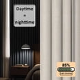 thumbnail image 3 of Grey Striped Blackout Curtains for Bedroom/Living Room, Pinch Pleated Black Out Curtains, Beige Geometric Modern Minimalist Room Darkening Window Drapes with Hooks 2 Panels, 59"x70", 3 of 8