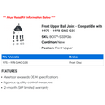thumbnail image 2 of Front Upper Ball Joint - Compatible with 1975 - 1978 GMC G35 1976 1977, 2 of 2