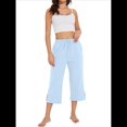 thumbnail image 3 of Pantalones de Cintura Alta para Mujer, Cómodos, Informales, Holgados, con Cordón, Botones y Bolsillos. Azul XL, 3 of 10
