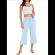 thumbnail image 3 of Pantalones de Cintura Alta para Mujer, Cómodos, Informales, Holgados, con Cordón, Botones y Bolsillos. Azul S, 3 of 10