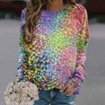 thumbnail image 1 of Qiopertar Mode Femmes T-Shirt à Manches Longues Col Rond Imprimé Chandail en Molleton Blouse Hauts Offres de la Semaine Liquidation à Moins de 5$ jusqu'à 90 % de Réduction, 1 of 5