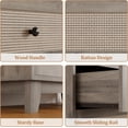 thumbnail image 5 of FANRAL Rattan Large Nightstand,27.6"H Wood Tall Night Stand,Wide Modern 3 Drawers,Boho Bedside Table Narrow Side Table for Bedroom Living Room,Gray Night Stand, 5 of 7