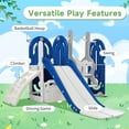 thumbnail image 2 of 5 in 1 Toddler Slide and Swing Set, Kids Playground Climber Slide Playset with Basketball Hoop Freestanding Combination, Indoor & Outdoor Toys for Babies Kids Teens, Blue, 2 of 7