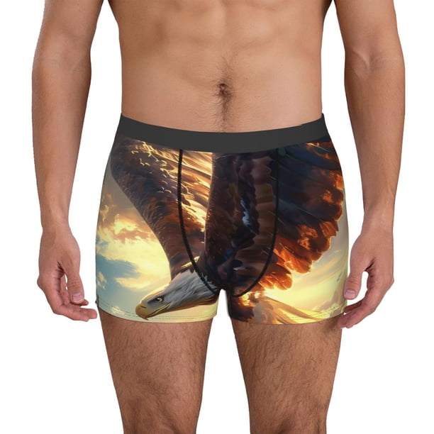 Fotbe Golden Sky Bald Eagle Calzoncillos Tipo Boxer con Bolsa de Soporte Total para Hombre, X-Temp Fresco, Transpirable y de Secado Rápido-Small