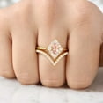 thumbnail image 5 of KANISHKAGEMS&JEWELS 1 Ct Oval peach Morganite Engagement Ring Enhancer Set yellow Gold Plated Silver DiamondCurved Band Set For her, 5 of 9