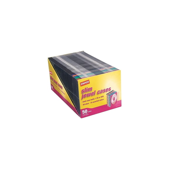 Staples Slim Jewel Cases, 50 Cases
