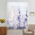 thumbnail image 3 of Lavender Sheer Curtains 63 Inches Long, Pastoral Pastel Purple Pink Wildflower Light Filering Curtains, Breathable Simi Curtain Privacy Drapes for Living Room Bedroom Lightweight Window Treatment, 3 of 9