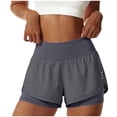 thumbnail image 5 of COMVALUE Women's Running Shorts with Zipper Pocket 2 in 1 High Wasited Workout Athletic Gym Yoga Spandex Shorts for Women Dark Gray XL, 5 of 7