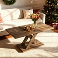 thumbnail image 2 of Costway 37.5" Coffee Table with Stable Base & Rubber Wood Connection for Living Room, 2 of 10