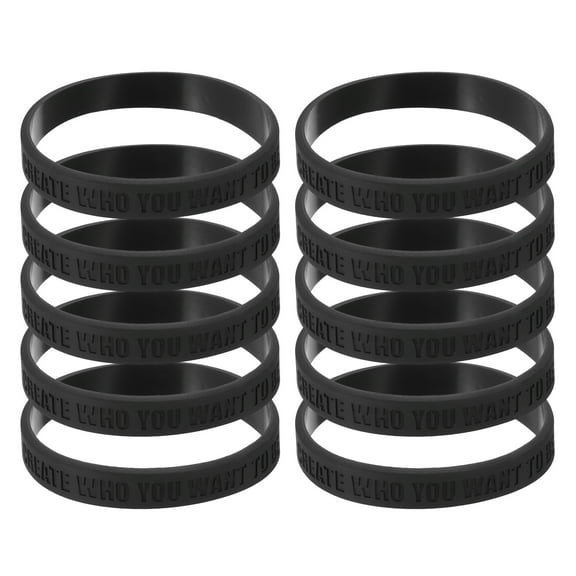 Uxcell 10Pcs Greatness Is A Choice Motivational Wristbands, Personalized Bands with Text Silicone Wristbands Custom Rubber Bracelets for Fitness Workouts Exercise, Black