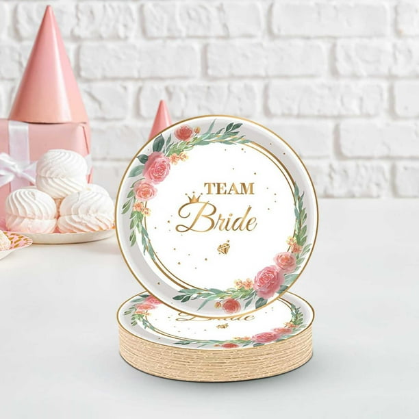 Juego de vajilla desechable con temática de fiesta de novia y flores, vajilla decorativa de papel, vajilla desechable