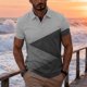 thumbnail image 1 of Ceisia Men's Summer Casual Diagonal Color Block Mesh Short Sleeve Lapel Shirt Multicolor L Gifts, 1 of 7