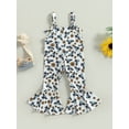 thumbnail image 2 of Arvbitana Toddler Baby Girl Suspender Jumpsuit Bull Head Floral Print Sleeveless Sling Flared Pants Casual Overalls for Children 6M-4T, 2 of 9