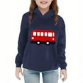 thumbnail image 2 of fnnxnal Little Girls 6T Hoodie - School Bus Print Polyester Soft, Machine Washable for Everyday School Play Spring Fall, Navy, 2 of 5