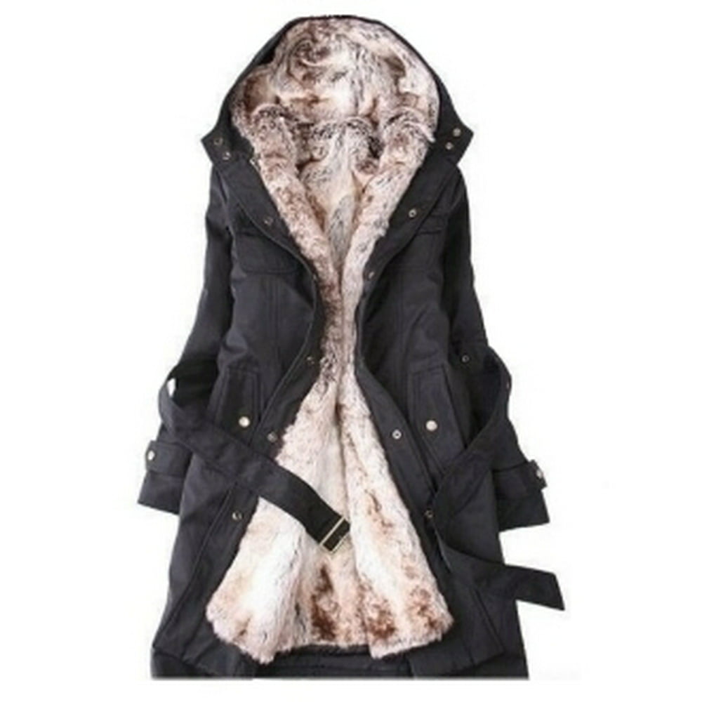 myfashionshop - Women's trench coat with removable faux fur lining ...