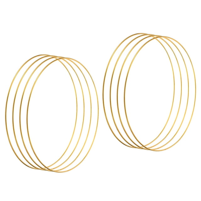 Unique Bargains 9 Inch Dream Catcher Rings, 8 Pcs Metal Macrame Wreath Floral Round Ring Hoop, Gold