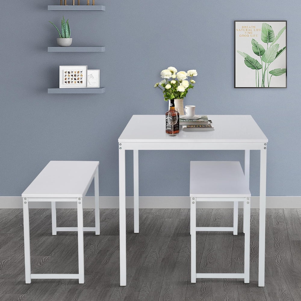 3-Piece Dining Table Set Kitchen Table with Two Benches, Kitchen ...