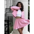 thumbnail image 2 of Conjunto de dos piezas de falda rosa, Blazer corto, chaqueta con cuello vuelto Y2K, minifalda de línea Ultra A, novedad, 2 of 5