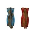 thumbnail image 1 of Peach Couture Pashmina Tressé Réversible à Franges, Superbe et Soyeux (Turquoise/rouge), 1 of 1
