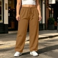 thumbnail image 6 of yillto Women Plus Size Sweatpant Wide Leg Elastic Waist Drawstring Loose Pants Trousers with Pockets, 6 of 7