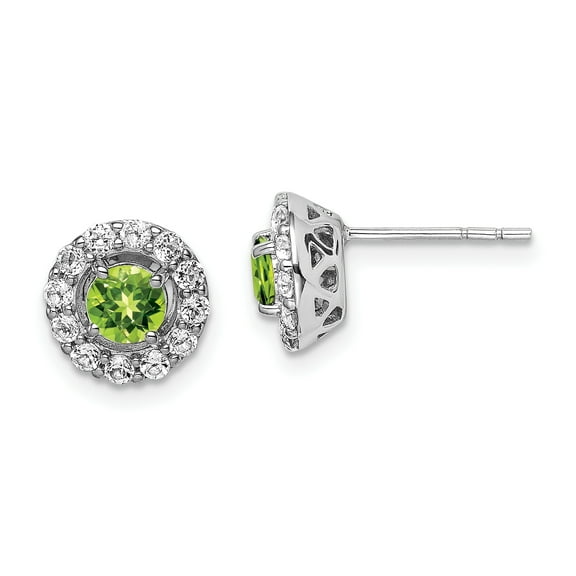 Primal Silver Sterling Silver Rhodium-plated White Topaz Peridot Round Earrings