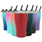 Simple Modern 22oz Slim Cruiser Tumbler with Straw & Closing Lid Travel Mug - Gift Double Wall Vacuum Insulated - 18/8 Stainless Steel Water Bottle -Cherry