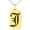 Gold, variant on Stainless Steel Letter J Initial Old English Monogram Engraved Small Rectangle Dog Tag Charm Pendant Necklace