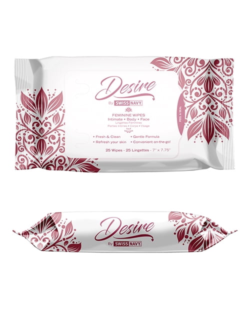 Swiss Navy- Desire Unscented Feminine Wipes 25ct One Pack