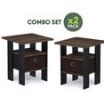 thumbnail image 5 of Furinno Andrey Set of 2 Side Table, Rustic Brown 2-Tier End Table, Open Shelf & Storage Bin Night Stand, Bedside Table for Living Room, Bedroom, Home Office, Brown Walnut, 5 of 5