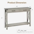 thumbnail image 2 of BeesClover Table Console avec 2 Tiroirs, Table d'Entrée de Style Ferme avec Étagère de Rangement, Table d'Appoint en Bois pour Salon, Couloir, Hall d'Entrée-gris, 2 of 8