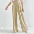 thumbnail image 3 of ZZwxWA Women's Summer Wide Leg Palazzo Pants Pleated High Waisted Work Pants Casual Business Loose Trousers with Pockets, 3 of 4