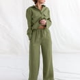 thumbnail image 2 of Conjunto de 2 piezas para damas Conjunto elegante de 2 piezas a juego Estilo sólido OL Ropa diaria Hugtrwg  Para estrenar, 2 of 6