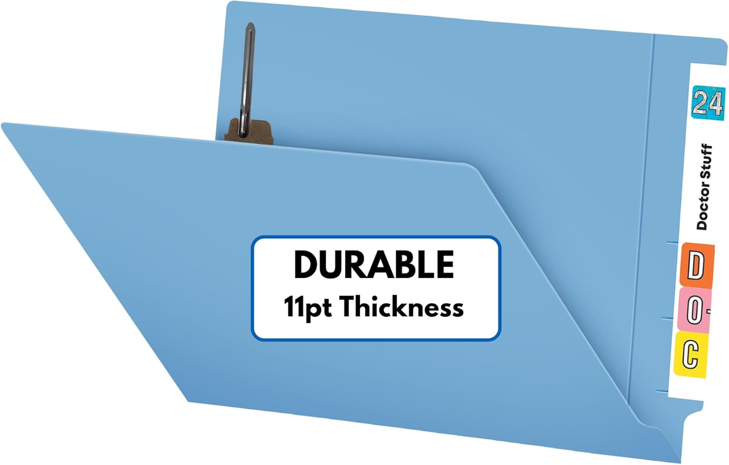 Blue File Folders, Made, , Two 2" Bonded Fasteners, Durable 11pt, Reinforced End Tab File Folders with 2 Prongs, Colored Office & Medical Charts Patient Chart, Box of 50