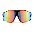 thumbnail image 1 of Mens Color Mirror Aerodynamic Block Shield Lens Plastic Sport Sunglasses Black Red Rainbow Mirror, 1 of 4