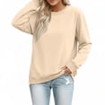 thumbnail image 6 of Trgacdwlo Womens Crewneck Sweatshirt Long Sleeve Pullover for Women Solid Color Fall Winter Warm Fleece Sweatshirt Womens Khaki XXL, 6 of 7