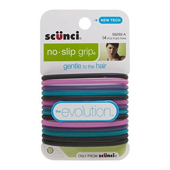 Scunci No-slip Grip Evolution Jelly Ponytailers, 14 Count, Colors May Vary