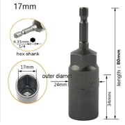 BTOER 1pc 80mm Length Deepen Power Nut Driver Drill Bit 5.5-19mm Socket Adapter 1/4 Hex Shank Drill Bit Adapter For Power Drills