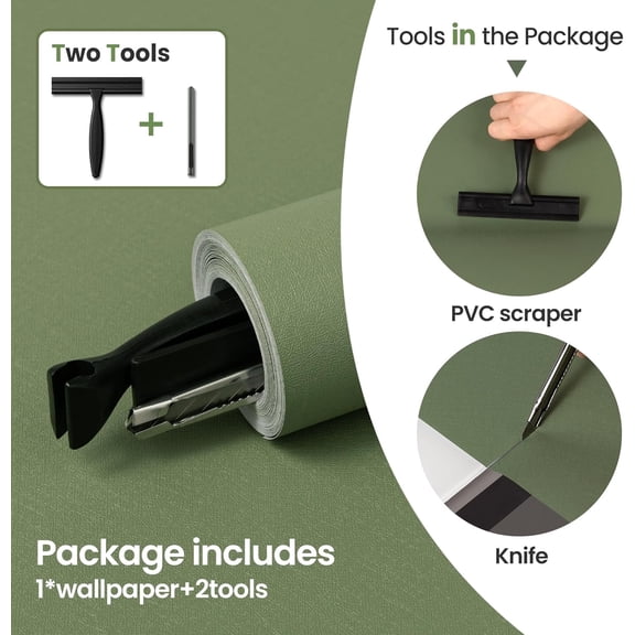 UMIGGEE Green Peel and Stick Wallpaper 17.7" x 118" Green Contact Paper with Tools, Removable Self Adhesive Thicken Wall Paper for Home Wall Decoration and Covering Old Furniture