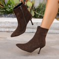 thumbnail image 5 of Womens Chic Ankle Booties Pointed Toe Stiletto Heel Shoes Side Zip Faux Suede Fashion Short Party Evening Date Night Office Daily Wear Boots, 5 of 10
